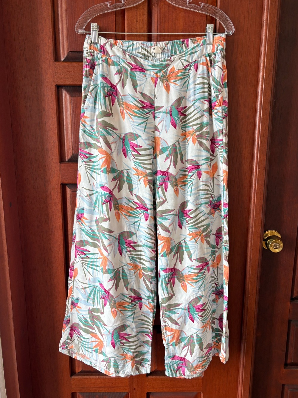 Roxy Bird of paradise Flower Tropical Wide Leg Relaxed Beach Pants Size L